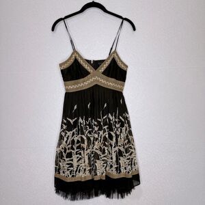 BCBGMaxAzria Embroidered Silk Floral Babydoll Dress 2P